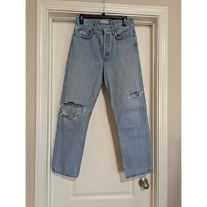 Agolde Women's Blue Jeans NWOT 30x29 Distressed High Rise Button Fly